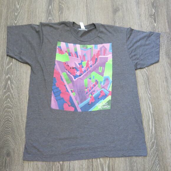 NETFLIX SQUID GAME T Shirt  Size L Korean Drama Horror Sci Fi Gray Casual - Picture 1 of 7